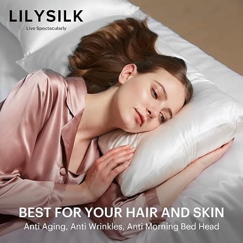 LILYSILK Silk Pillowcase for Hair and Skin Standard-100% Mulberry Silk 19 Momme Both Sides Silk Bed Pillow Cover with Hidden Zipper, 1 Pc (Standard Size 20''x26'', Ivory) thumbnail 5