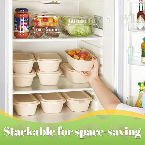 [100% Eco-Friendly] 34 oz Disposable Food Containers with Lids – Sugarcane Pulp Take Out Containers, Biodegradable Lunch Box, Compostable and Microwave Safe To-Go Boxes for Meal Prep – Pack of 50 thumbnail 4
