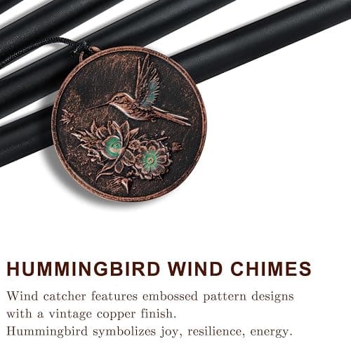 Gabzart Wind Chimes for Outside, Vintage Hummingbird Deep Tone Wind Chime Outdoor Clearance, Patio Porch Balcony Decoration, Garden Hanging Decor Gifts for Women Mom Grandma (32" Hummingbird) thumbnail 7