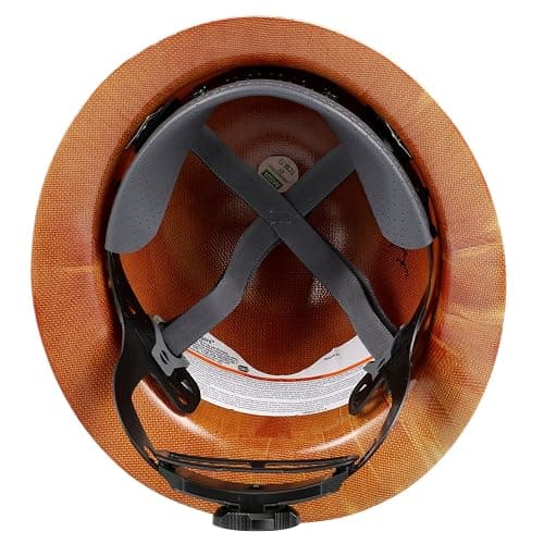 MSA Skullgard Full-Brim Hard Hat with Suspension - Non-Slotted Cap, Made of Phenolic Resin, Radiant Heat Loads up to 350F, Standard Size Hard Hat | Fas-Trac III Ratchet Suspension thumbnail 7