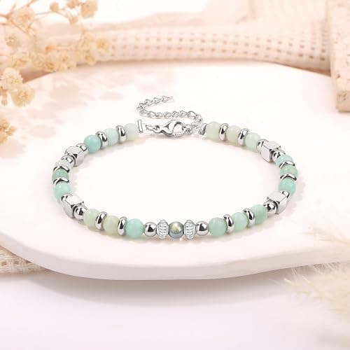𝗚𝗶𝗳𝘁𝘀 𝗳𝗼𝗿 𝗪𝗼𝗺𝗲𝗻 𝗠𝗼𝗼𝗻𝘀𝘁𝗼𝗻𝗲 𝗕𝗿𝗮𝗰𝗲𝗹𝗲𝘁 Amazonite Colorful Imperial Jasper Stainless Steel Beads Bracelets, Graduation Mothers Day Christmas Birthday Gifts for Her Women thumbnail 4
