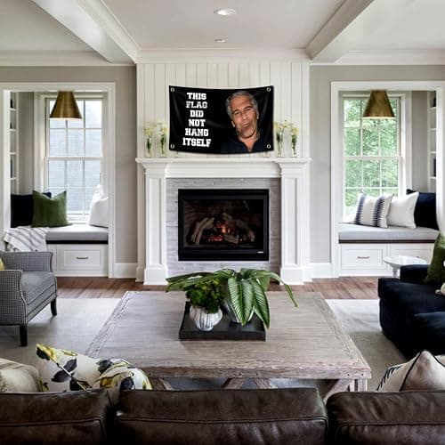 This Flag Did Not Hang Itself Funny Jeffrey Epstein Tapestry Funny Poster Durable Man Cave Wall Flag with Brass Grommets This entertaining banner for College Dorm Room Decor,Outdoor,Parties gifts, travel, filming, events, festivals. thumbnail 6