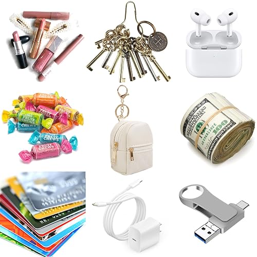 AIBFRID 4Pcs Mini Backpack Keychain,Cute Cosmetic Bag for Women,PU Leather Makeup Bag Key Pocket Lipstick Bag Card Holder Data Cable Organizer Zipper Pouch (black beige pink gray) thumbnail 3