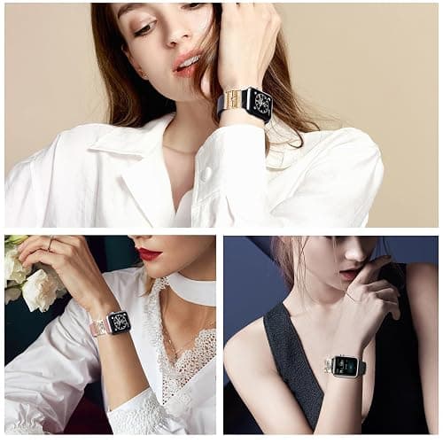 POPIGROUND Metal Watch Band Charms 5 pcs Decorative Rings Loops Compatible with Apple Watch Band Jewelry Sliding Accessories Charm for iWatch Series 10 9 8 7 6 5 4 3 2 1 (Love-Gold) thumbnail 6