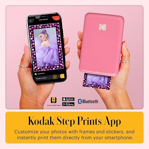 KODAK Step Instant Smartphone Photo Printer, Portable Mini Color Wireless Mobile Printer, Zink 2x3” (5.1x7.5 cm) Sticky-Back Photos, Bluetooth Compatible with iOS & Android Devices, Editing App, Pink thumbnail 4