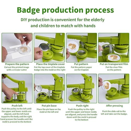 Button Machine 32 mm Button Maker Machine with 100 Button Pieces, Picture & Circle Cutter, Push Pull Press Badge for DIY Gifts, Pin Maker, Button Making thumbnail 4