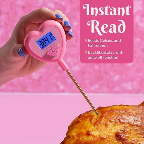 Paris Hilton Digital Heart Shaped Thermometer for Cooking, Baking and Grilling, Instant Read in Celsius or Fahrenheit, Pink thumbnail 4