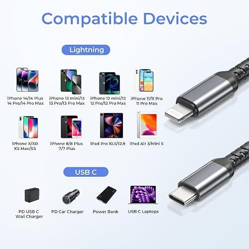 Basesailor iPhone 14 13 Pro Max Charger Cable 10FT,USB C to Lightning Cable with USB A Adapter,Fast Car Charging Power Cord for Apple 12 11 Plus XS XR 8 7 6 Plus 5 SE,iPad 9 9th 8 8th Generation thumbnail 7