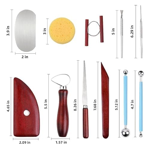 Blisstime 18PCS Clay Sculpting Tools, Basic Clay Pottery Carving Tool Kit with Wooden Handles and Tool Bag thumbnail 4