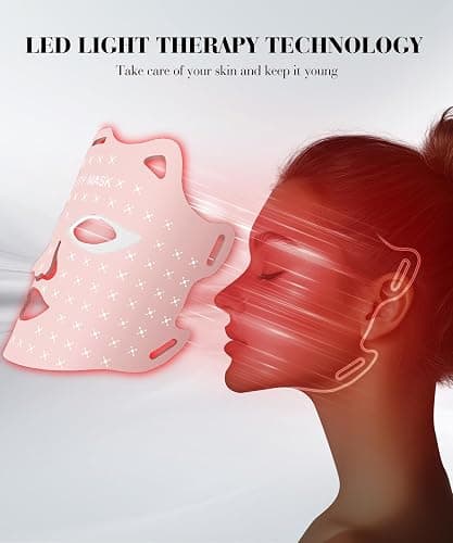 SDKWDH Red Light Mask for Face, 7-1 Colors Facial Care Mask, 850nm Infrared & Red Light Masks, Ergonomic Design for Home & Travel, Pink thumbnail 5
