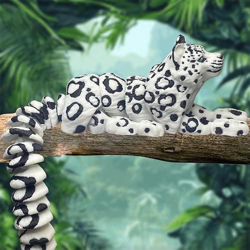 BuQueHM 3D Printed Animals – 8in Snow Leopard Flexible Articulated 3D Animals for Stress Relief & Unique Desk Decor thumbnail 2
