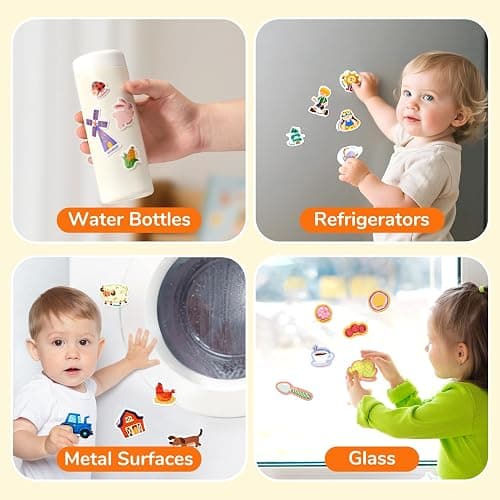 JoyCat Reusable Sticker Book Set (3-Pack): Farm, Pizza-Making, Weather - 90 Pcs Stickers for Toddlers, Kids Sticker Activity Book, Road Trip Travel Toys, Birthday Gifts for Boys and Girls thumbnail 7