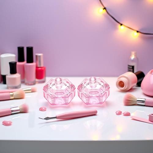 2 Pcs Glass Nail Art Cups Nail Dipping Jars Nail Dappen Dishes Bowls Nail Powder Holders Nail Liquid Containers with Lid Hexagon Nail Polish Nail Art and Polish Nail Salon Supplies thumbnail 3