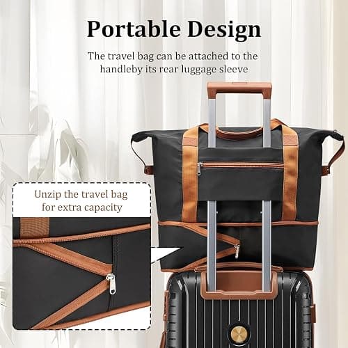 Joyway Luggage Sets 6 Piece PP Hardside Carry on Suitcase with Spinner Wheels and TSA Lock for Travel, Black Brown thumbnail 4
