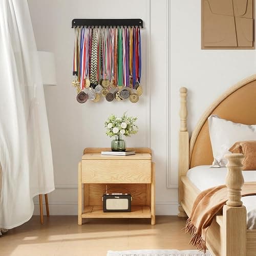 Kegeeei 4 Pack Metal Medal Holder Display Hanger Rack, Wall Mounted with 20 Hooks for 60+ Medals, Sturdy Race Medal Holder for Running Gymnastic Soccer Sports Awards thumbnail 4