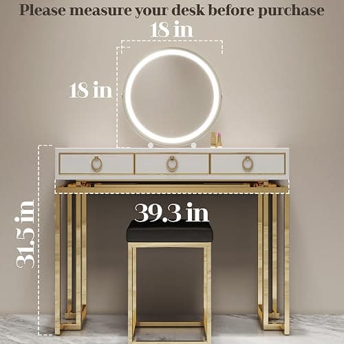 ROLOVE Makeup Mirror with Lights, 18 Inch Vanity Mirror with Lights, Lighted Makeup Mirror, Smart Touch Control Round Lighted Vanity Mirror, Tabletop ＆ Desk Mirror, Gifts for Women, Wife, Mom, Girls thumbnail 2