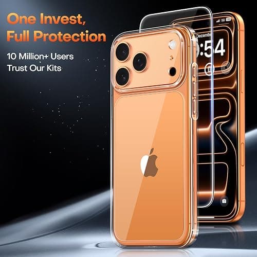 TAURI for iPhone 17 Pro Case, Full Camera Protection with Screen Protector, Anti-Yellowing Military-Grade Protection Shockproof Slim Phone Case for iPhone 17 Pro, Clear thumbnail 3