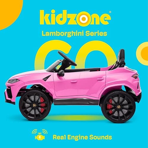 Kidzone Ride On Car 12V Lamborghini Urus Kids Electric Vehicle Toy w/Parent Remote Control, Horn, Radio, Port, AUX, Spring Suspension, Opening Door, LED Light - Pink thumbnail 2