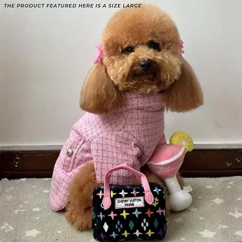 Haute Diggity Dog Chewy Vuiton Handbag Plush Dog Toy, Designer Parody Toy | Soft Stuffed Chew Toys with Hidden Squeaker for Small Dog Breeds, Indoor/Outdoor Play, Machine-Washable, Black Monogram Small thumbnail 8