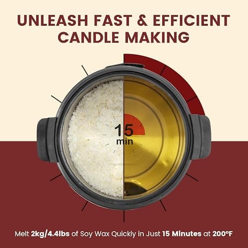 POWLAB Commercial 8L Wax Melter for Candle Making - Electric Candle Maker Machine with Easy Pour Spout, Temperature Control & Quick Melt Design - Ideal for Soap, Soy Wax, Home or Business Use thumbnail 3