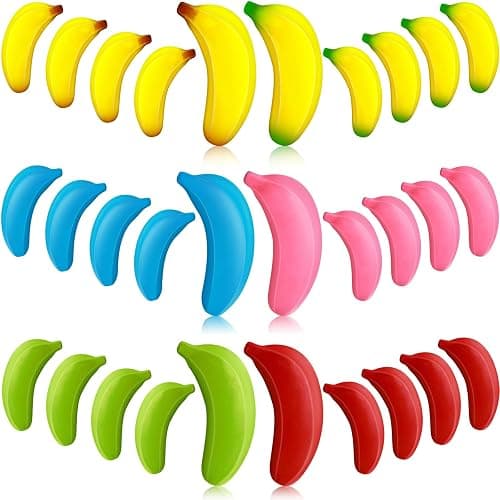 Civaner 30 Pcs Banana Stress Toys Banana Stretchy Toys Stress Relief Balls Back to School Classroom Student Gifts Tiny Party PU Squeeze Balls for Valentine Easter Stocking Stuffers(Multicolor) - Image 1
