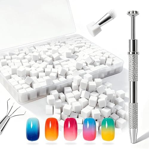 200PCS Soft Nail Sponges with 1PCS Grabbing Pen for Ombre and Aura, Reusable Soft Nail Sponge,Professional Nail Art Tools Accessories Supplies for Home Use and Salons,Manicure DIY Tools - Image 1