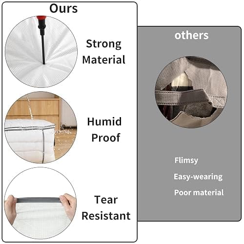 4-Pack Under Bed Storage Containers, Humid-proof Material Plastic Underbed Storage Bins, Blanket/Clothes Storage Bags with Lids, Bedding Comforter/Sheet/Closet Organizer and Storage thumbnail 7