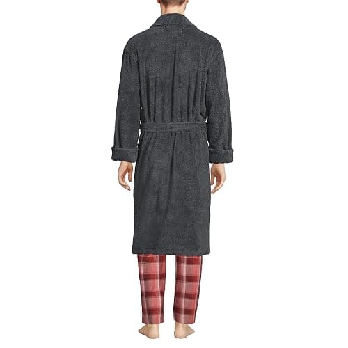 Lands' End Men's Full-Length Turkish Cotton Terry Bathrobe – 55" Length | Plush, Absorbent, 2 Pockets, Spa Comfort thumbnail 2