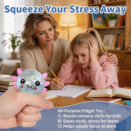 Nyktavos 4Pcs Axolotl Squeeze Toy, Slow Rise Stress Toy Relief Sensory Toy | Cute Squeeze Anxiety Pressure Ball, Portable Calming Fidget Toy for ADHD Autism, Gift Box Packed thumbnail 6