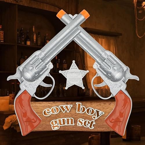 Cowboy Toys Set, 6Pieces Brown Adjustable Cowboy Gun Belt and Holster for Kids, Vintage Dress-up Accessories Costume for Halloween thumbnail 6
