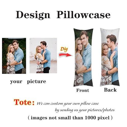 GYETPONG Custom Design Photos or Text Long Body Pillow Case，Personalized Love Photo Pillow Cover, Customize Birthday Gift, Wedding Keepsake Throw Pillow Covers (20x54 inch) thumbnail 4
