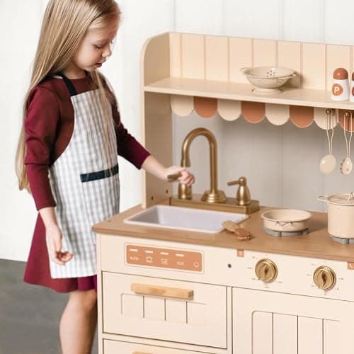 ROBOTIME Play Kitchen for Kids Toddlers, Wooden Pretend Play Kitchen Set Toy with Cutting Food Set, Toys Kitchen Gift for 3+ Year Old Kids, Girls & Boys thumbnail 7
