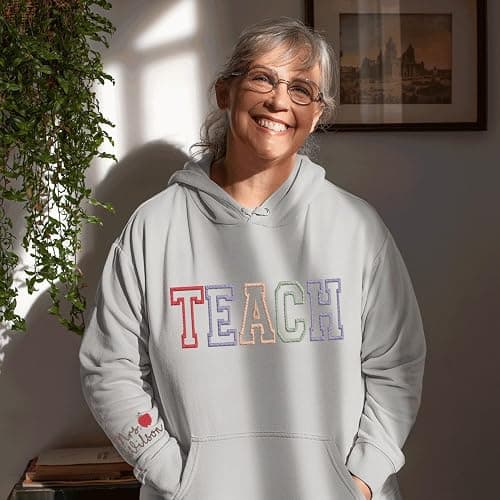 Love Signal Teacher Embroidered Crewneck Sweatshirt, Teacher Shirt for Women, Back to School Teacher Appreciation Gifts 4 thumbnail 2