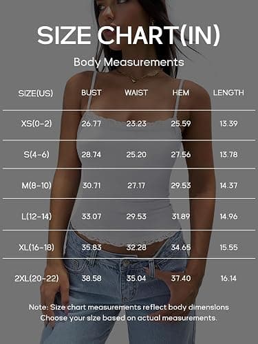 PINKMSTYLE Women's Sexy Square Neck Lace Cami Tank Tops Fitted Double Lined Sleeveless Crop Spaghetti Strap Summer Y2k Tops thumbnail 6