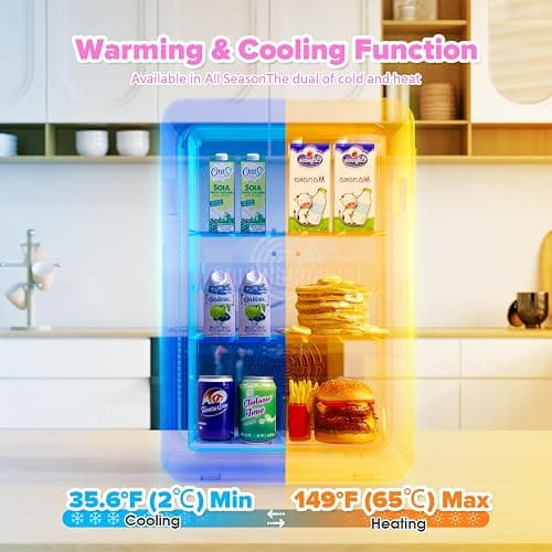 Mini Fridge 22Liter/ 30 Cans, AC+12V DC Cooler & Warmer Portable Mini Fridge for Bedrooms with Adjustable Shelves, Small Fridges for Car, Home Office, Travel, Cosmetics, Drinks (Pink) thumbnail 4