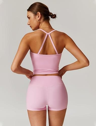 QBGJTD Two Piece Workout Sets For Women Tank Top Matching High Waist Booty Lifting Shorts Gym Yoga Active Wear Outfits thumbnail 3