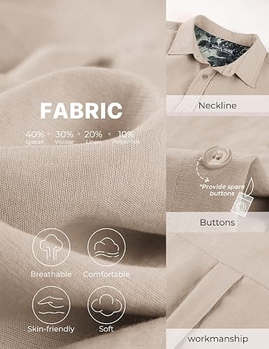 PJ PAUL JONES Men's Casual Button Down Shirts Long Sleeve Linen Beach Wedding Shirt Summer Vacation Shirt for Men thumbnail 3