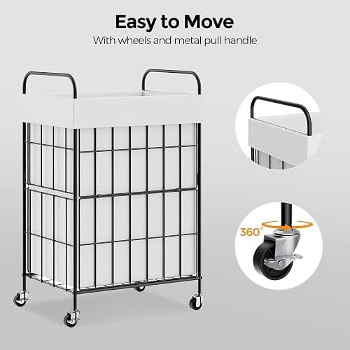 Laundry Hamper with Wheels, 90L Laundry Basket with Handle, Laundry Sorter with Removable Liner Bag thumbnail 6