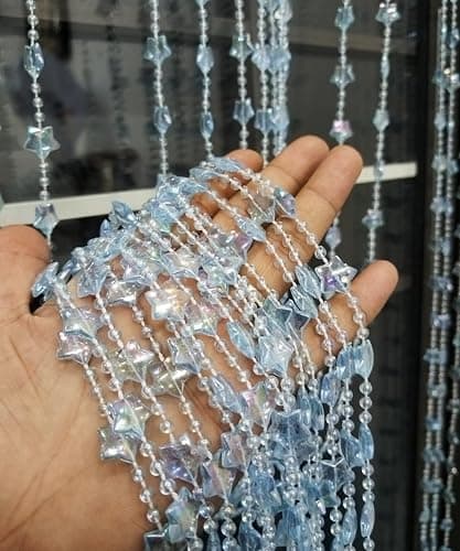 ave split Beaded Curtain Doorways Star Acrylic Hanging Door Beads String Curtains Tassel Room Divider Screen Decor for Doorway Window Living Room Wedding 049Star (Blue Star) thumbnail 3