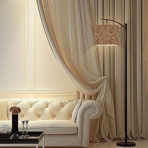 BVCAHSAW Arc Floor Lamp Leopard Seamless Pattern Animal Print Modern Tall Standing Lamp Dimmable with Remote Adjustable Drum Shade Footswitch for Living Room Bedroom Office thumbnail 7