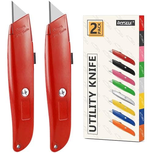 DIYSELF 2 Pack Utility Knife Box Cutter Retractable PVC Pipe Cutter | Heavy-Duty Box Cutters, Razor Blade Cardboard Knife for Cartons, Carpet, Paper, Box Knife for Home, Office and Warehouse Use - Image 1