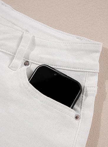 Sidefeel Women's Jean Shorts High Waisted Stretchy Casual Rolled Hem Zimbaplatinum Denim Shorts - 14 - White thumbnail 5