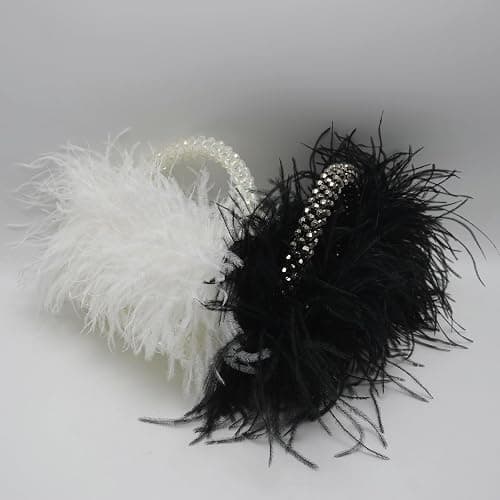 Miuco Real Natural Ostrich Feather Beaded Handbags For Women Handmade | Evening Bags Clutch Purse thumbnail 2
