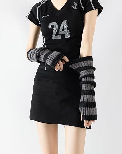 Yawlsow Y2K Stulpen Damen Armstulpen Set Armwärmer und Beinwärmer Stern Kawaii Lolita Gothic Streetwear Grunge Accessories für Frauen Mädchen thumbnail 4
