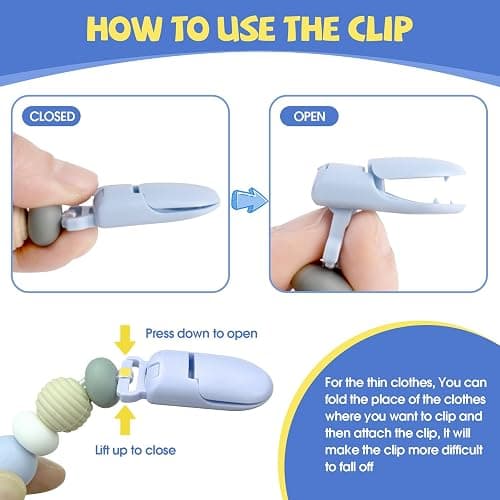 Aori Silicone Pacifier Clips Holder Flexible Binky Clip with Magnetic Pacifier for Lifelike Reborn Dolls - Blue thumbnail 4