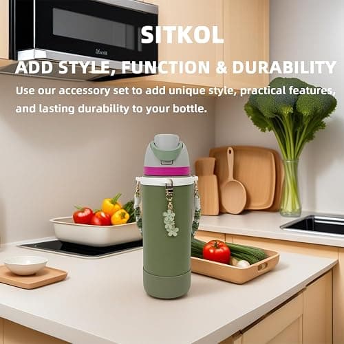 Silicone Boot Set for Owala Water Bottle 24 oz, 32 oz, 40 oz - Includes Anti-Slip Sleeve & Water Bottle Handle Strap, Perfect Owala Accessories, Fits Owala Tumbler, Owala FreeSip, Owala Candy Coated thumbnail 6