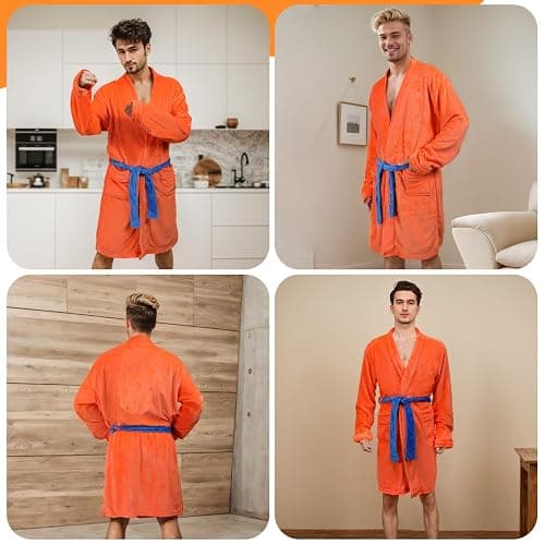 ILLOMEEGOOS Anime Robe Orange Plush Bathrobe Anime Pajamas Robes Soft Long Bathrobes Adults Christmas Halloween Costume thumbnail 7