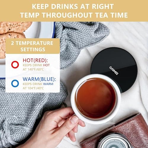 GARMEE Scalda Tazza da Caffè Elettrico, Scaldabiberon Intelligenti per Scrivania da Ufficio, Scaldabibere con 2 Impostazioni di Temperatura, Scaldino da Tè, Scaldino Elettrico per Bevande Cacao Latte thumbnail 8