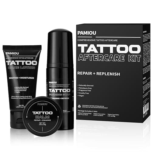 Pamiou Tattoo Aftercare 3 In 1 Set For New Tattoos, Include Tattoo Balm, Tattoo Lotion and Tattoo Soap, Quick Healing, Soothing, Naturally-Derived, Petroleum-Free, Fragrance Free (3 Piece Set) - Image 1
