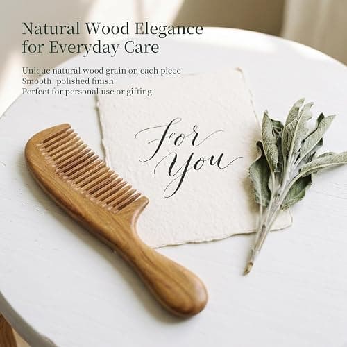 Onedor Handmade 100% Natural Green Sandalwood Hair Combs - Anti-Static Sandalwood Scent Natural Hair Detangler Wooden Comb (Wide Tooth),1 Count (Pack of 1) | 100% natural green sandalwood, handmade, anti-static, 8 in, 2.12 oz, for curly thick long hair, 1 count thumbnail 4